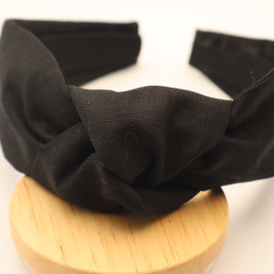 Topknot Headband - Black Linen