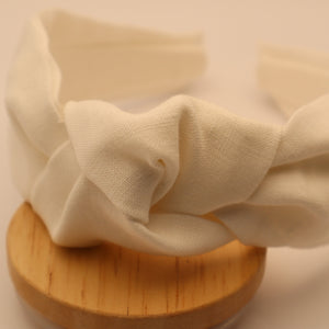 Topknot Headband - White Linen